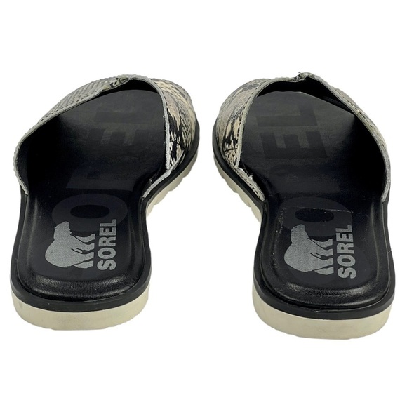SOREL ELLA II BLOCK SLIDE SNAKESKIN RUBBER SOLE LEATHER SANDAL - Picture 8 of 10